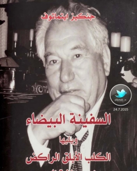 السفينة البيضاء ويليها الكلب الأبلق الراكض عند حافة البحر